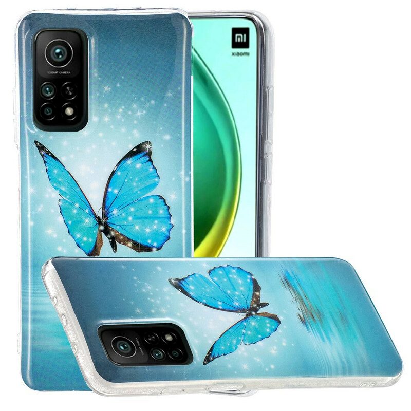 Hülle Für Xiaomi Mi 10T / 10T Pro Fluoreszierender Blauer Schmetterling