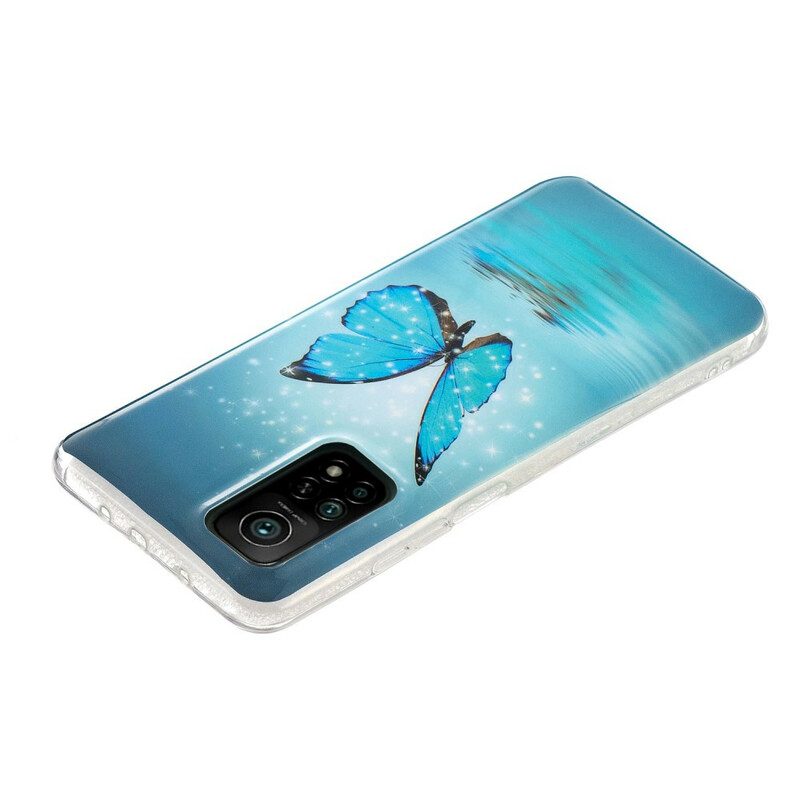 Hülle Für Xiaomi Mi 10T / 10T Pro Fluoreszierender Blauer Schmetterling