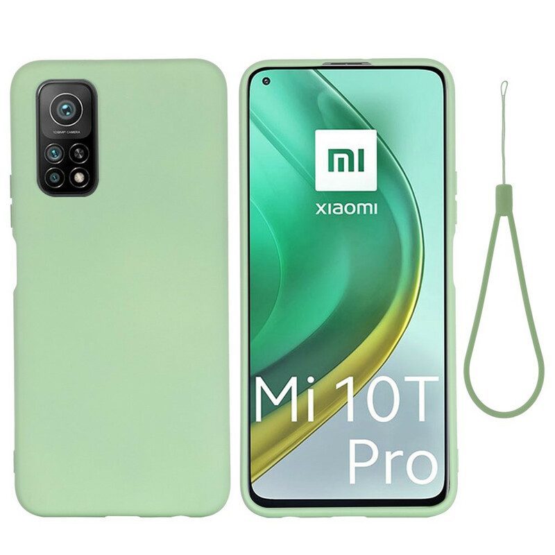 Hülle Für Xiaomi Mi 10T / 10T Pro Flüssiges Silikon Mit Lanyard