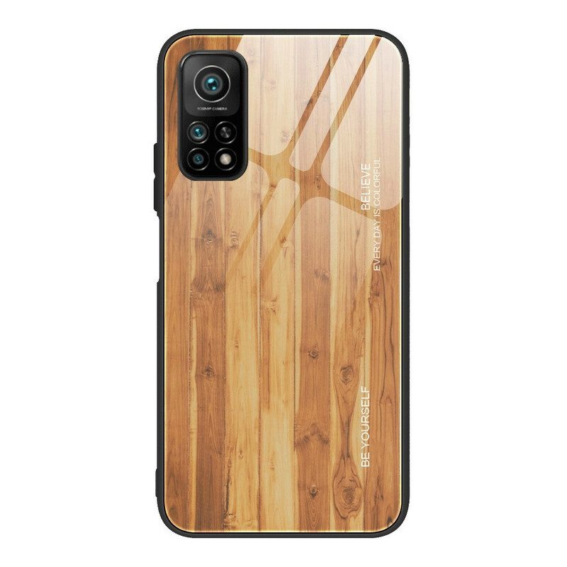 Hülle Für Xiaomi Mi 10T / 10T Pro Holzdesign Aus Gehärtetem Glas