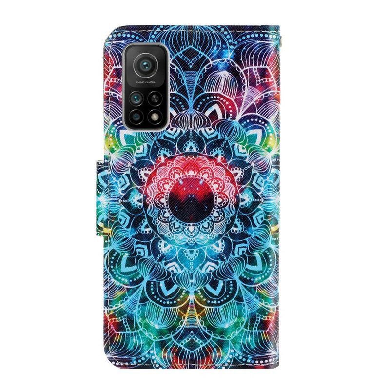 Lederhüllen Für Xiaomi Mi 10T / 10T Pro Mit Kordel Auffälliges Riemchen-mandala