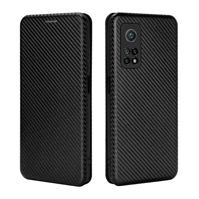 Schutzhülle Für Xiaomi Mi 10T / 10T Pro Flip Case Kohlefaser Mit Stützring