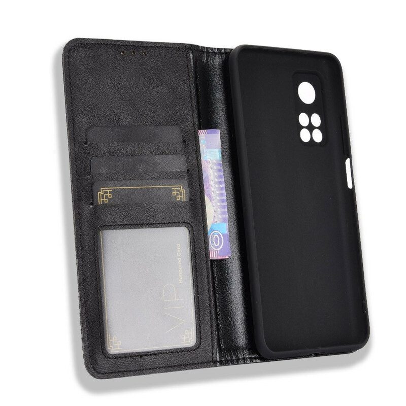 Schutzhülle Für Xiaomi Mi 10T / 10T Pro Flip Case Stilisierter Vintage-ledereffekt