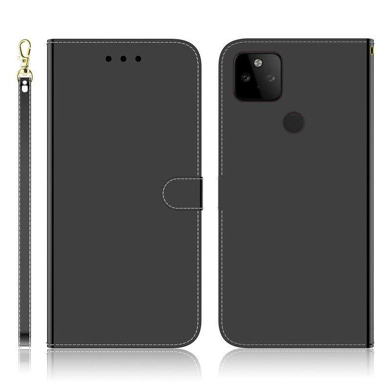 Flip Case Für Google Pixel 5A Spiegelabdeckung Aus Kunstleder