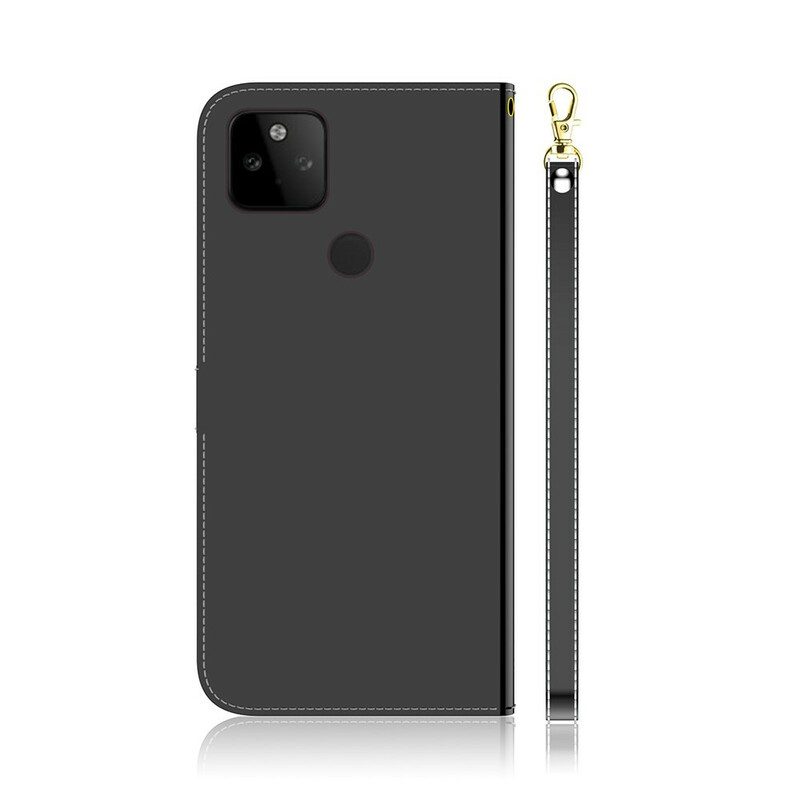 Flip Case Für Google Pixel 5A Spiegelabdeckung Aus Kunstleder