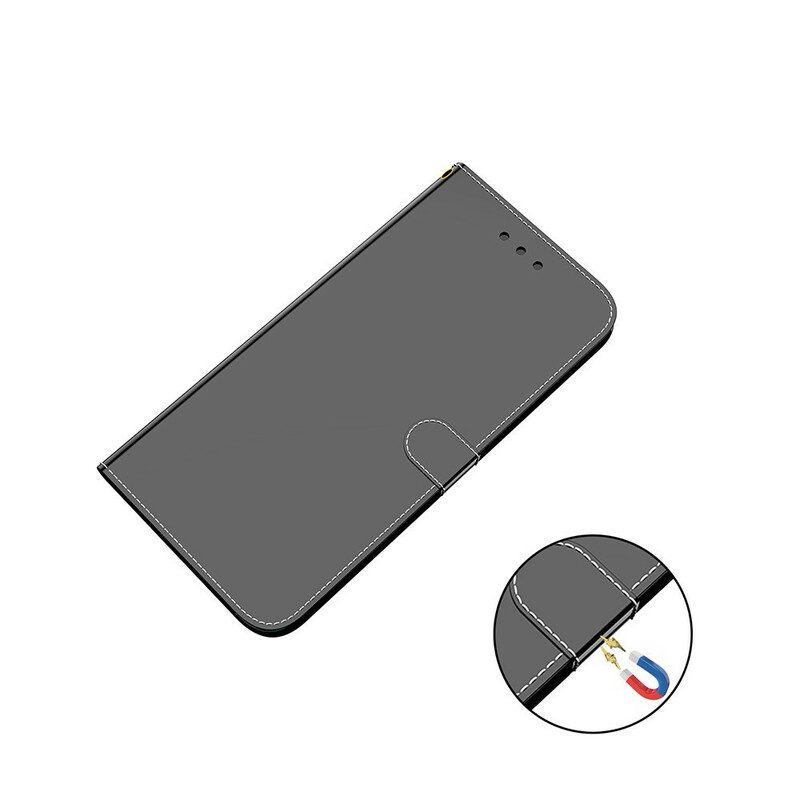 Flip Case Für Google Pixel 5A Spiegelabdeckung Aus Kunstleder