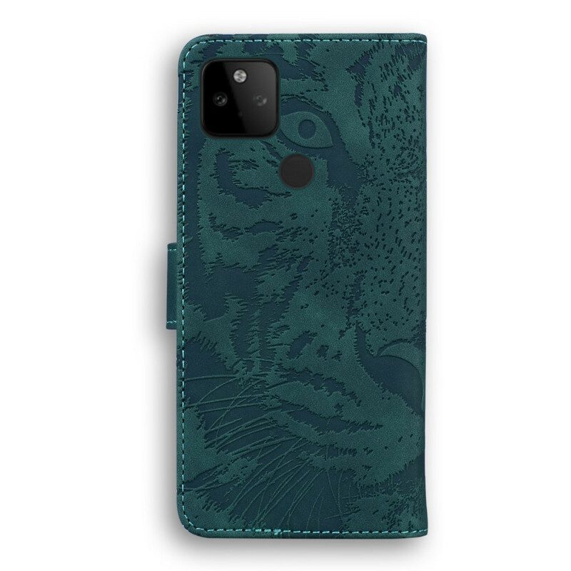 Flip Case Für Google Pixel 5A Tiger-gesichtsdruck