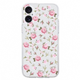 Hülle iPhone 16 Plus Kleine Rosa Blumen