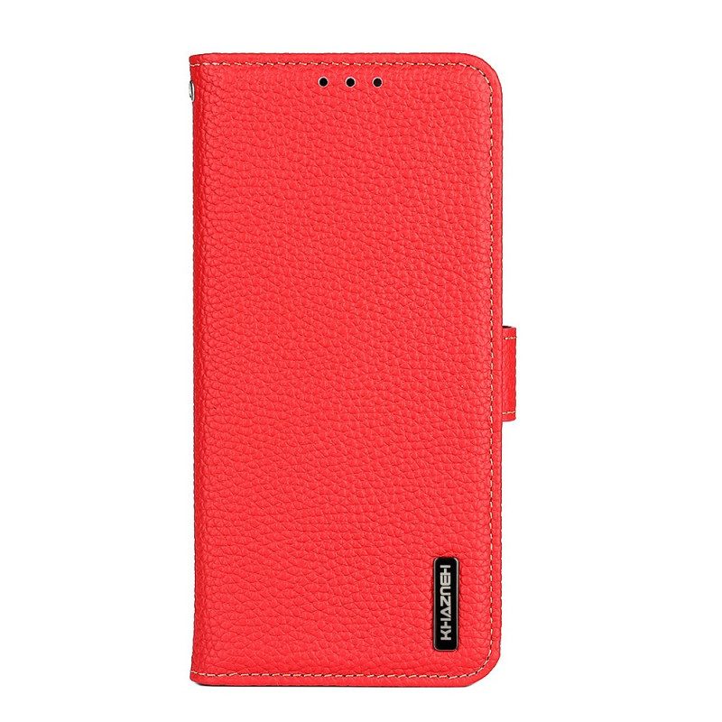 Flip Case Für Samsung Galaxy M32 Echtes Litschi-leder Khazneh Rfid