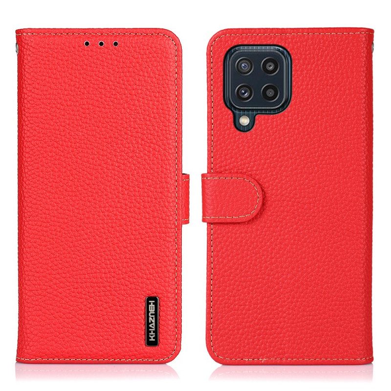 Flip Case Für Samsung Galaxy M32 Echtes Litschi-leder Khazneh Rfid