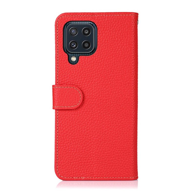 Flip Case Für Samsung Galaxy M32 Echtes Litschi-leder Khazneh Rfid