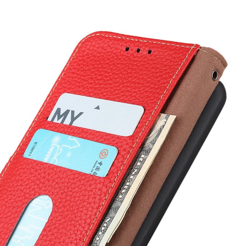 Flip Case Für Samsung Galaxy M32 Echtes Litschi-leder Khazneh Rfid