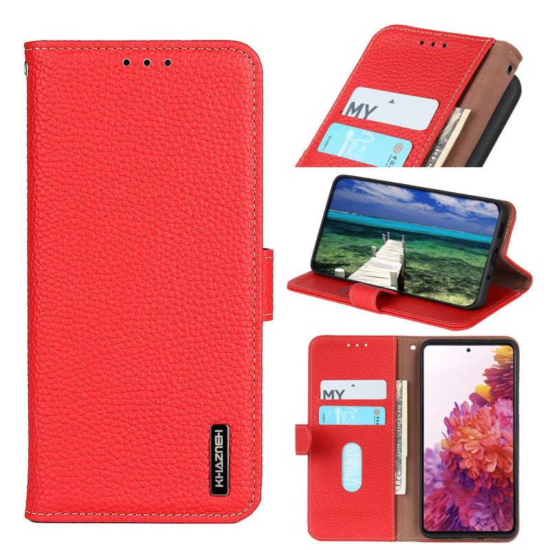 Flip Case Für Samsung Galaxy M32 Echtes Litschi-leder Khazneh Rfid