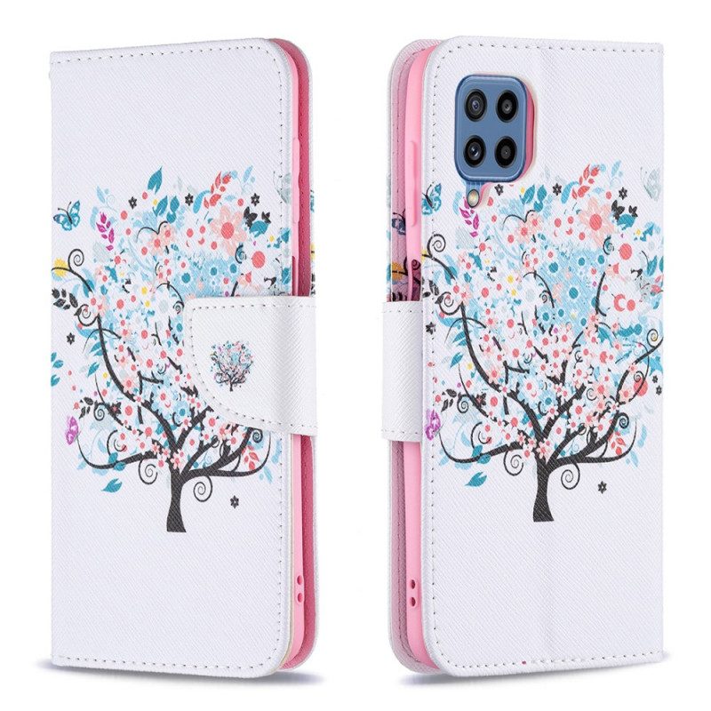 Flip Case Für Samsung Galaxy M32 Geblümter Baum