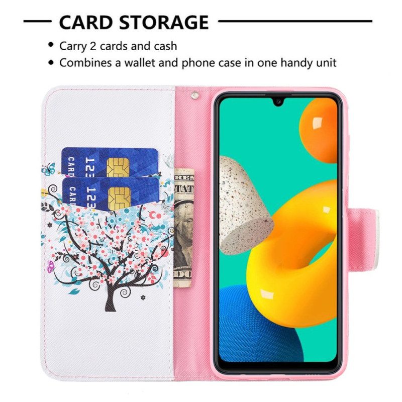 Flip Case Für Samsung Galaxy M32 Geblümter Baum