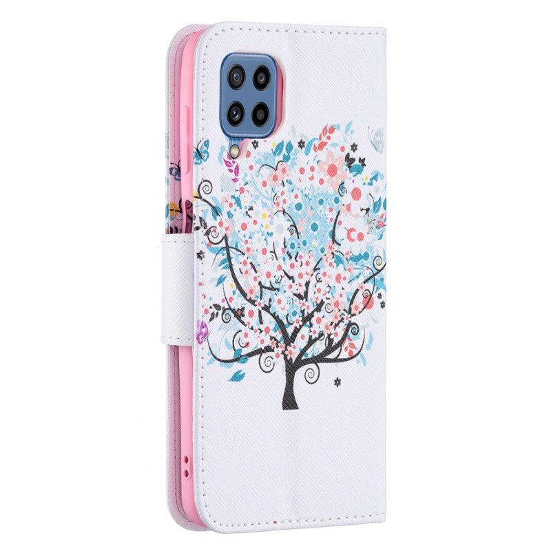 Flip Case Für Samsung Galaxy M32 Geblümter Baum