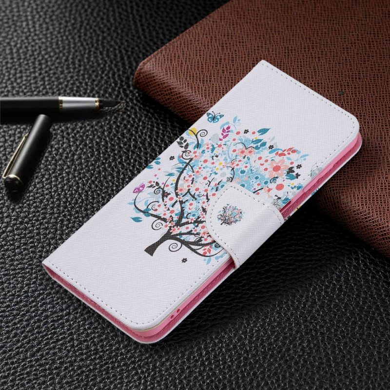 Flip Case Für Samsung Galaxy M32 Geblümter Baum