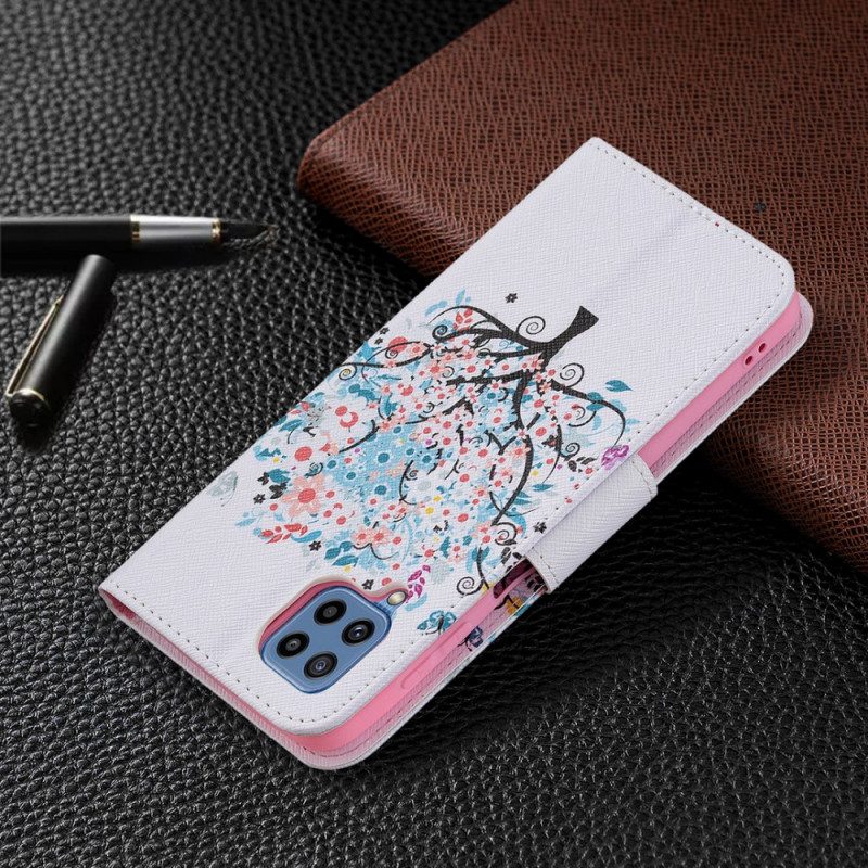 Flip Case Für Samsung Galaxy M32 Geblümter Baum