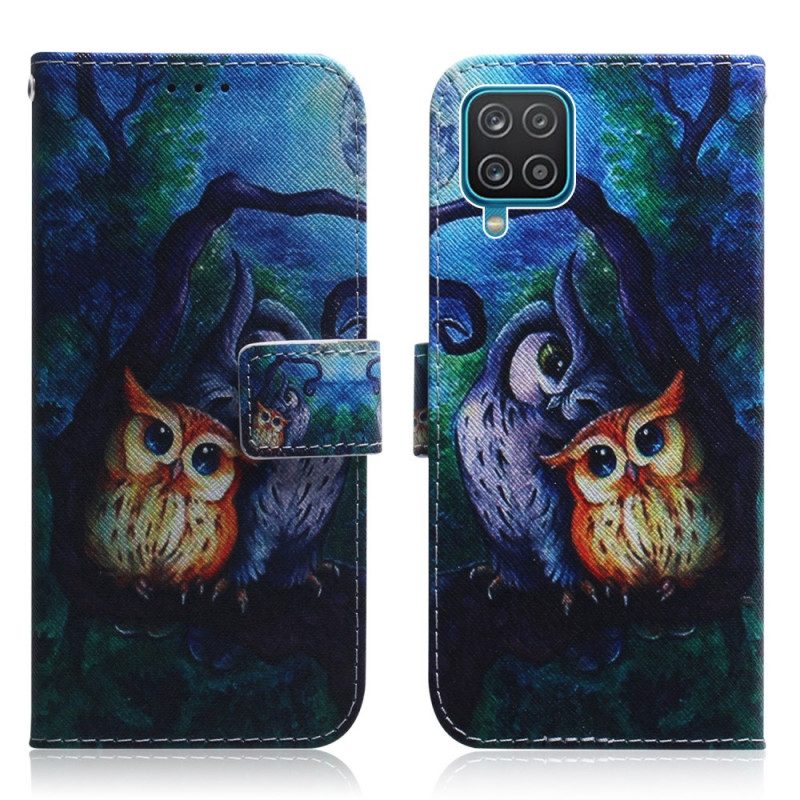 Flip Case Für Samsung Galaxy M32 Gemälde Von Eulen