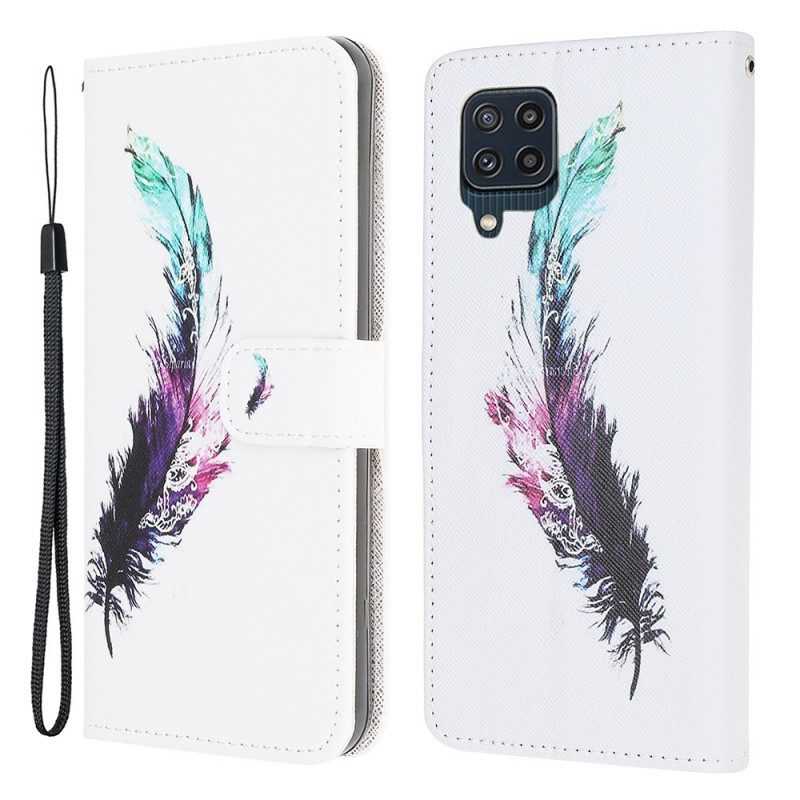 Flip Case Für Samsung Galaxy M32 Mit Kordel Feder Mit Lanyard