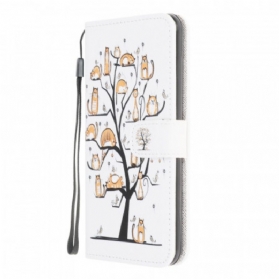 Flip Case Für Samsung Galaxy M32 Mit Kordel Funky Cats Mit Riemen