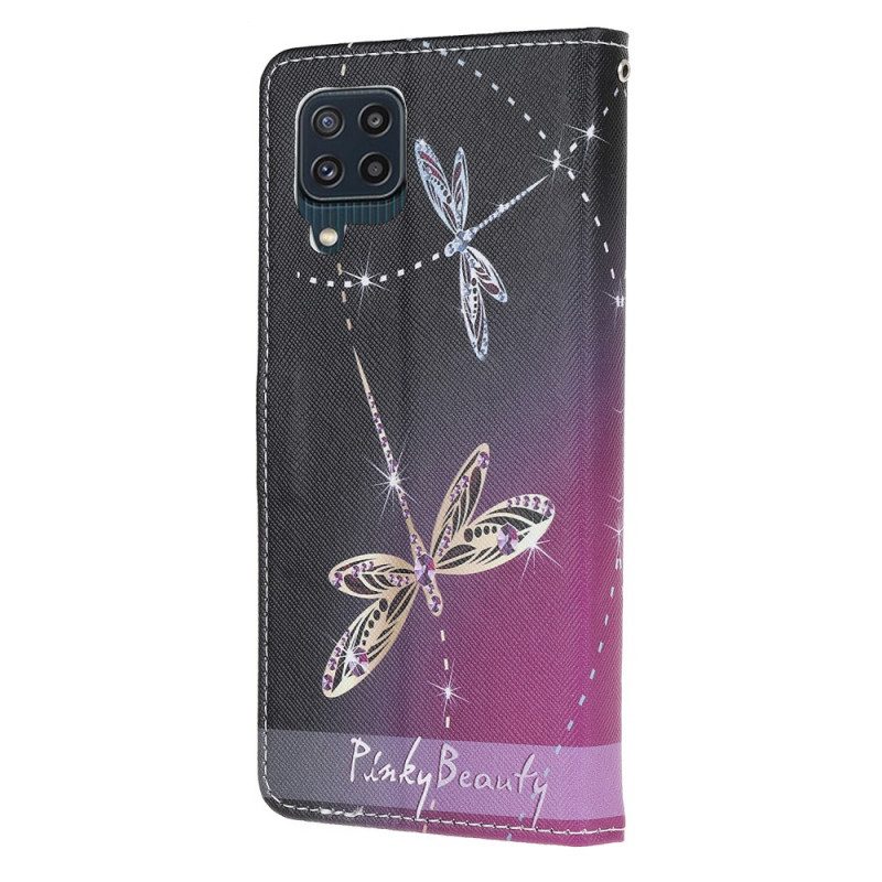 Flip Case Für Samsung Galaxy M32 Mit Kordel Riemchenlibellen