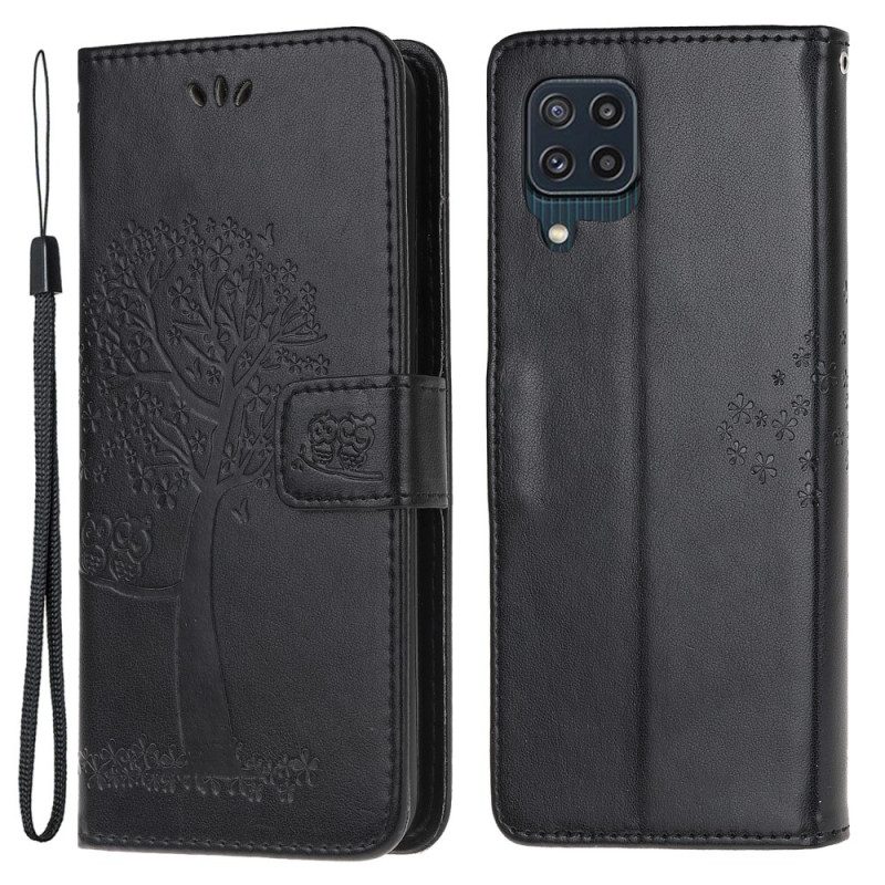 Flip Case Für Samsung Galaxy M32 Mit Kordel Tangabaum Und Eulen