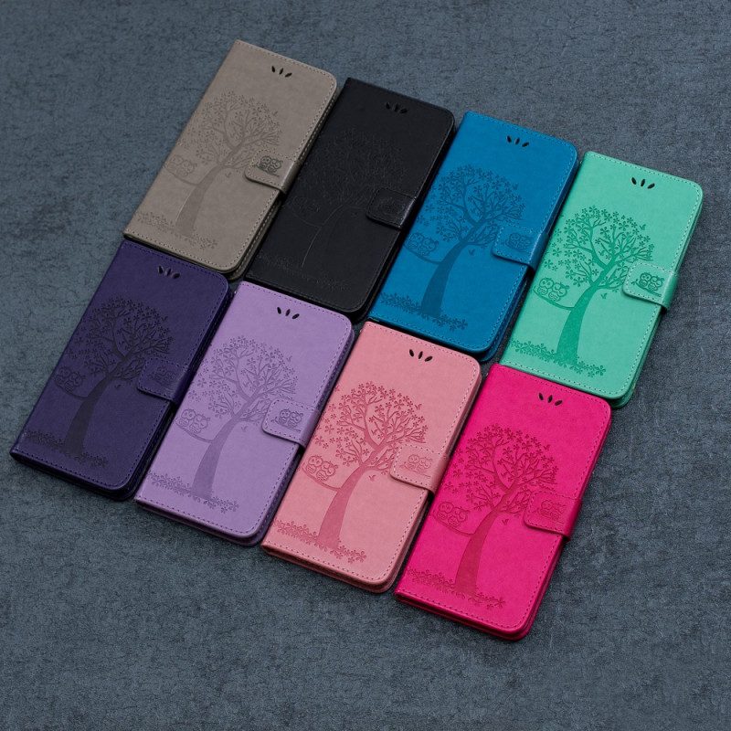 Flip Case Für Samsung Galaxy M32 Mit Kordel Tangabaum Und Eulen