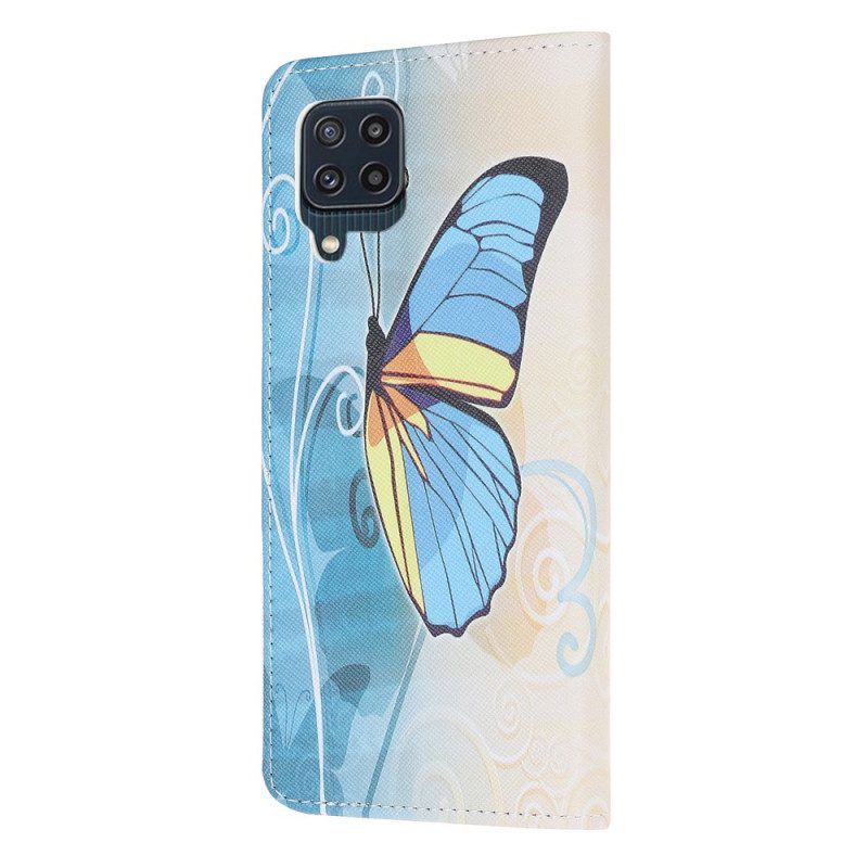 Flip Case Für Samsung Galaxy M32 Souveräne Schmetterlinge