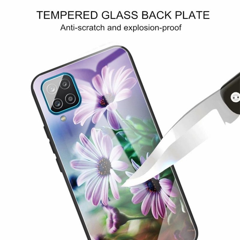 Handyhülle Für Samsung Galaxy M32 Blumen Aus Gehärtetem Glas