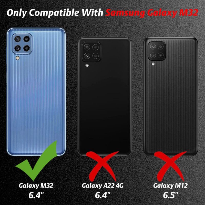 Handyhülle Für Samsung Galaxy M32 Kombinierter Und Gehärteter Glasbildschirm