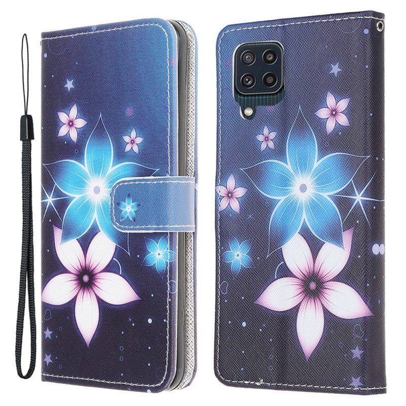 Lederhüllen Für Samsung Galaxy M32 Mit Kordel Mondriemenblumen