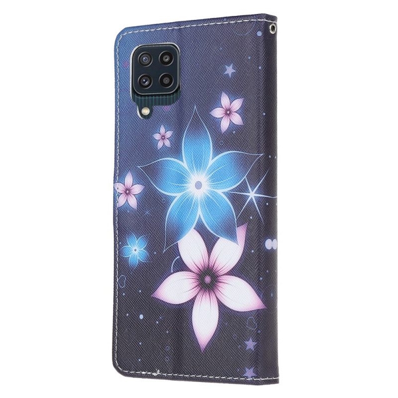 Lederhüllen Für Samsung Galaxy M32 Mit Kordel Mondriemenblumen