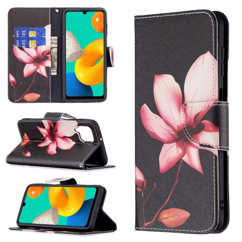 Lederhüllen Für Samsung Galaxy M32 Pinke Blume