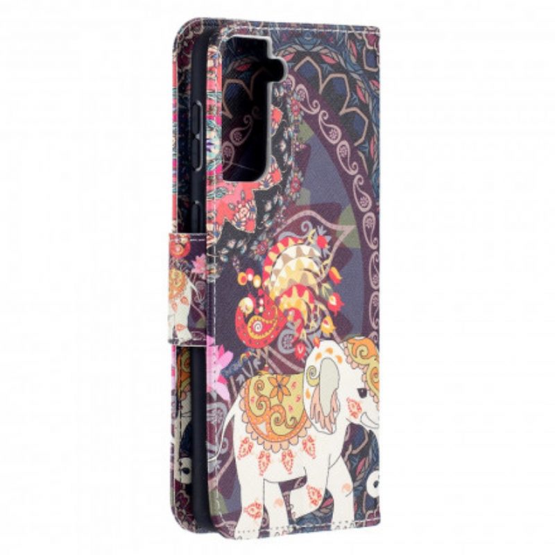 Flip Case Für Samsung Galaxy S21 Plus 5G Ethnische Elefanten-mandala