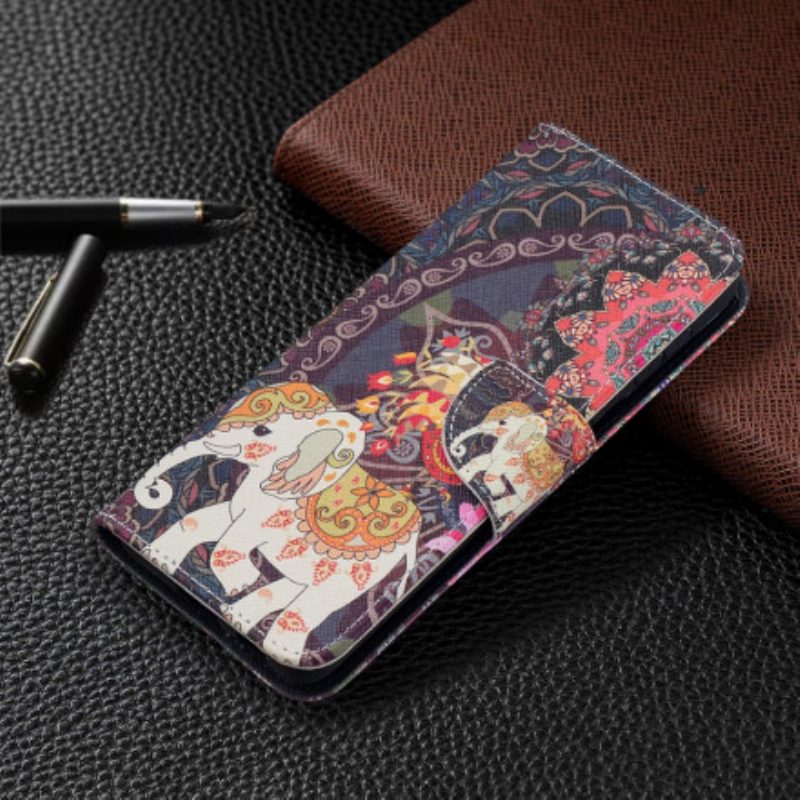 Flip Case Für Samsung Galaxy S21 Plus 5G Ethnische Elefanten-mandala