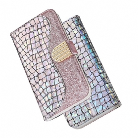 Flip Case Für Samsung Galaxy S21 Plus 5G Krokodildiamanten