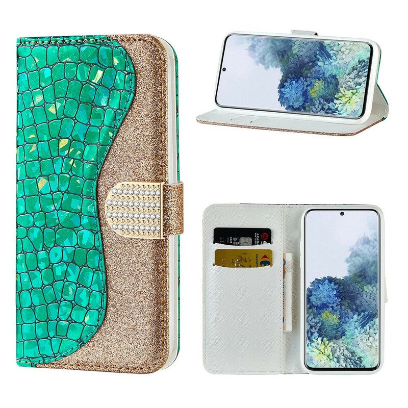 Flip Case Für Samsung Galaxy S21 Plus 5G Krokodildiamanten