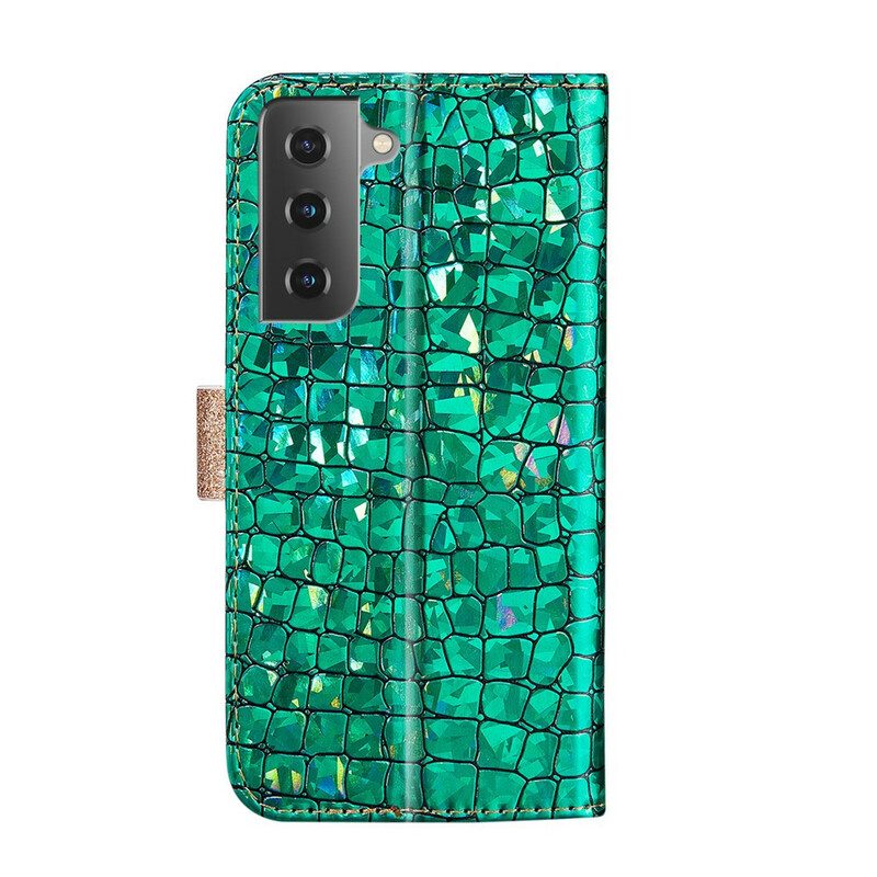 Flip Case Für Samsung Galaxy S21 Plus 5G Krokodildiamanten