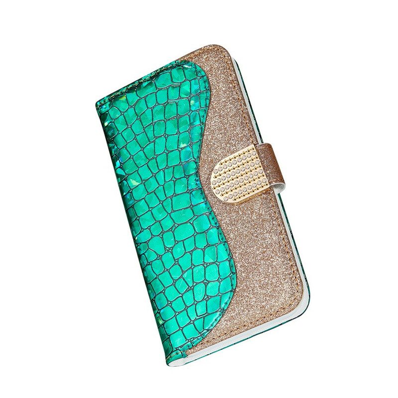 Flip Case Für Samsung Galaxy S21 Plus 5G Krokodildiamanten