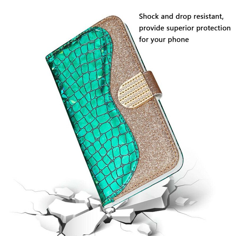 Flip Case Für Samsung Galaxy S21 Plus 5G Krokodildiamanten