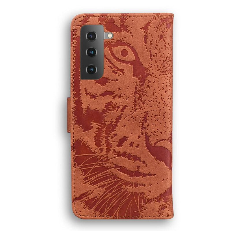 Flip Case Für Samsung Galaxy S21 Plus 5G Tiger-gesichtsdruck