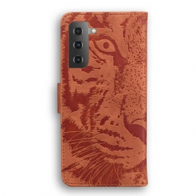 Flip Case Für Samsung Galaxy S21 Plus 5G Tiger-gesichtsdruck