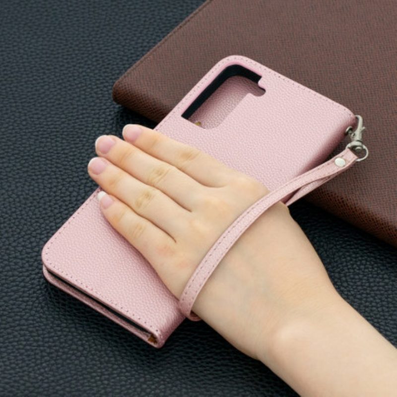 Lederhüllen Für Samsung Galaxy S21 Plus 5G Flip Case Lychee Rabat Oblique