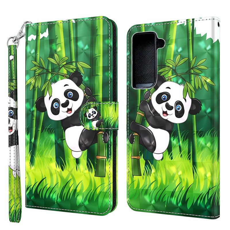 Lederhüllen Für Samsung Galaxy S21 Plus 5G Panda Und Bambus