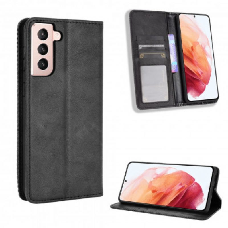 Schutzhülle Für Samsung Galaxy S21 Plus 5G Flip Case Stilisierter Vintage-ledereffekt