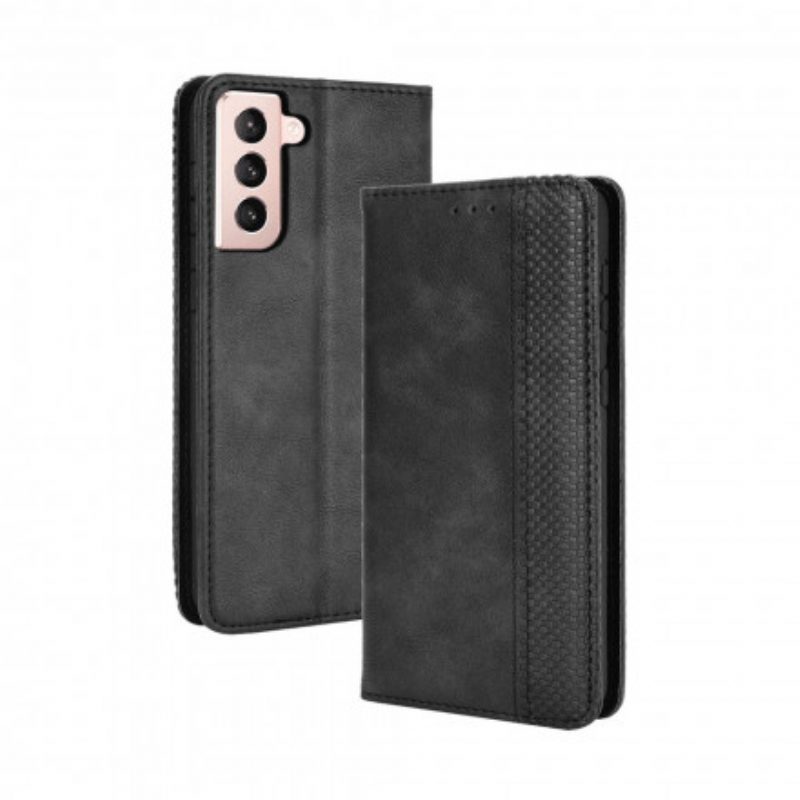 Schutzhülle Für Samsung Galaxy S21 Plus 5G Flip Case Stilisierter Vintage-ledereffekt