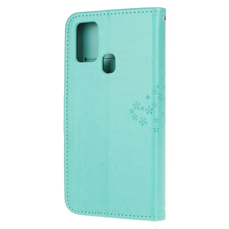 Flip Case Für Samsung Galaxy M21 Mit Kordel Tangabaum Und Eulen