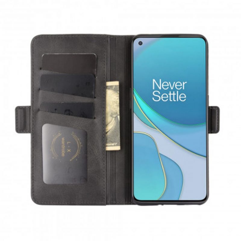 Lederhüllen Für OnePlus 9 Flip Case Doppelte Klappe