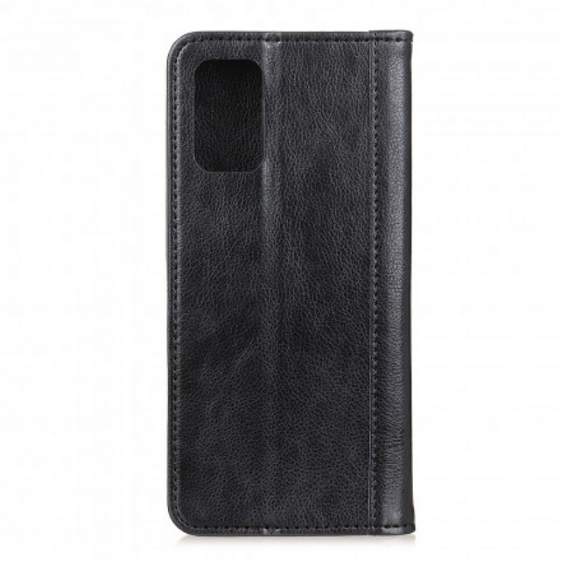 Schutzhülle Für OnePlus 9 Flip Case Eleganz Aus Gespaltenem Litschi-leder